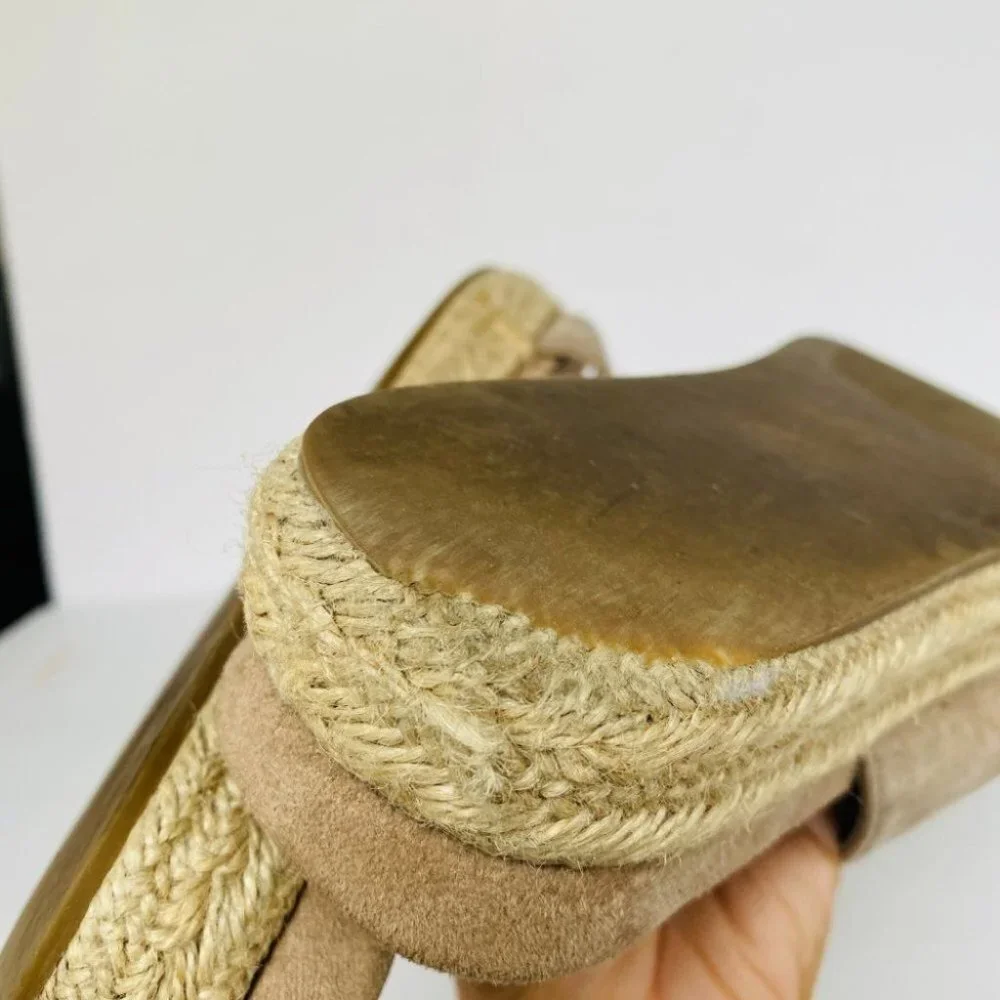 90s Y2K Fashion Steve Madden Platform Espadrille Sandals Taupe Tan